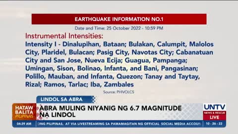 Abra, muling niyanig ng 6.7 magnitude na lindol