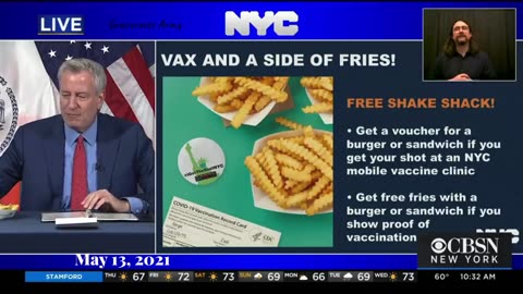 FLASHBACK: New York Mayor Bill De Blasio Tempts New Yorkers With Free Fries: "Mmm, Vaccinations"