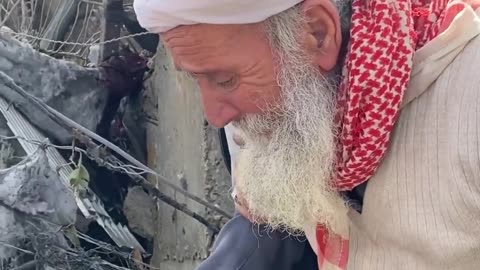Heartbroken Elderly Palestinian Man Mourns Devastation of His Home in Israeli Bombing
