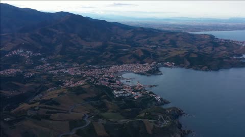 banyuls sur mer aerial large view of the vermilion coast france spain border pyrnes orientales