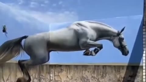 3d painting | 3d Horse painting | 3d horse painting in the wall | illusion l #painting