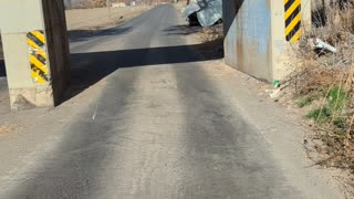 Truck Demolished After Passing Under Train Bridge