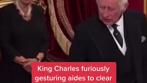 King Charles furiously gesturing aides to clear desk goes viral