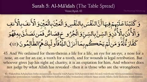 Quran: 5. Surah Al-Mai'dah (The Table Spread): Arabic and English translation HD 5 / 114