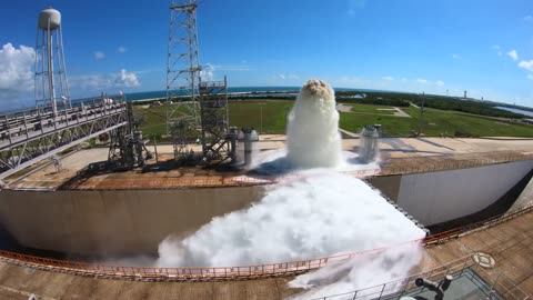 Launch Pad Water Deluge System Test at NASA Kennedy Space Center