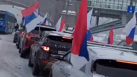 Moscow hosts a motor rally in support of Serbian Kosovo and Mitrovica.