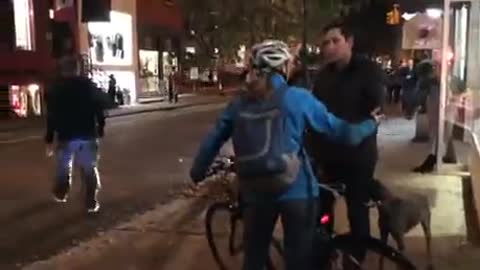 Bicyclist Loses Her Mind Over Guy Walking His Dog In NYC, His Response Is Something To Behold