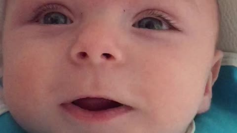 Cute baby imitates dad's voice during a conversation and then...