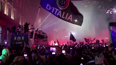 Inter Milan fans light up Duomo with title win fireworks