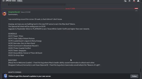 Disney Sorcerer's Arena - January 17 2023 discord update