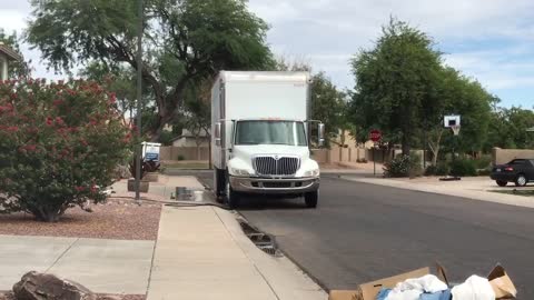 Our Neighbor’s 2002 International 4300 box truck driving bye!