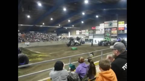 Monster Truck Rolls During Race