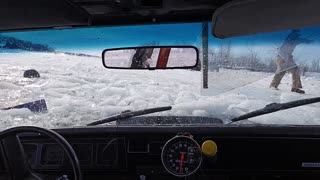 Ice Racers Start to Sink on Frozen Lake