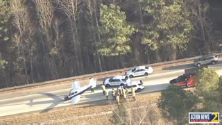 A plane was forced to make an emergency landing on I-985 in Gwinett County, Georgia