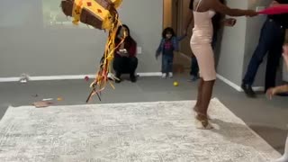 Daughter Running for Pinata Prize Gets Whacked