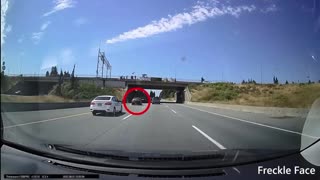 Dash cam of crash at overpass rally