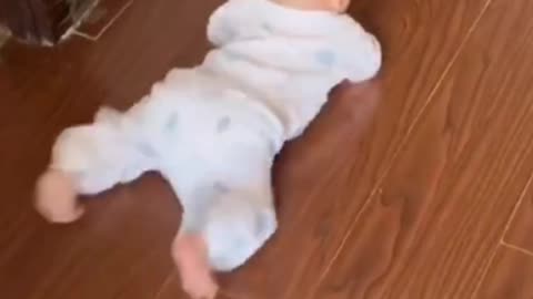 Baby funny crawling
