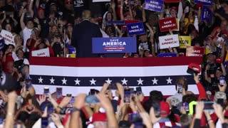 Former president Donald Trump arrives at rally in Warren , Michigan