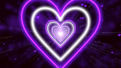682. Heart Tunnel💜Purple Love Heart Tunnel Background Video Loop Heart