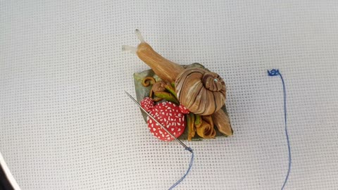 Magnetic needle minder for hoop Grape Snail. Gift needle holder for embroidery by AnneAlArt