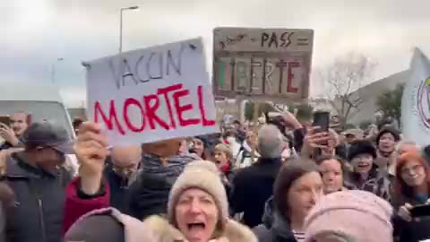 French protestors in Paris surround Pfizer building