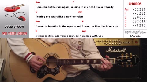 Here Comes The Rain Again - Eurythmics (with Chords & Lyrics)