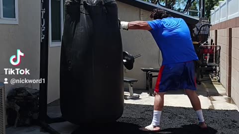 500 Pound Punching bag Workout Part 82. More Muay Thai dirll Work!
