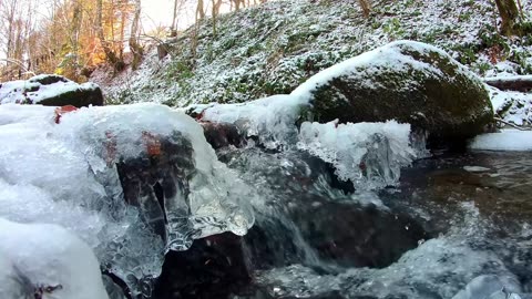 Fall going into snow winter, Its a calming snow stream in fall, Only 60 minutes