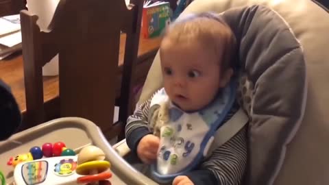 See how the baby reacts😊😊, funny kids videos,