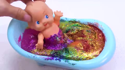 Satisfying Video | Mixing All Store Bought Slime Smoothie into Bathtub Baby ASMR