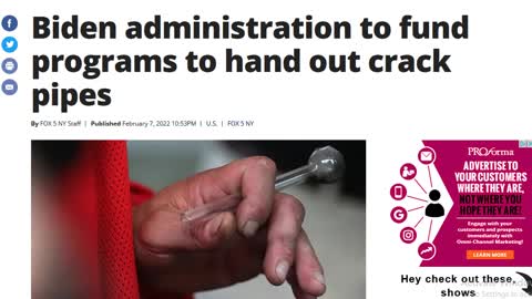 Biden Admin Funds 30 million in Crack Pipes to Give out to Users - Kid You Not