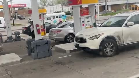 Apparent Hit and Run at Gas Station