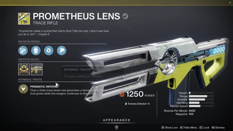 Destiny 2 - Exotic Weapons - Prometheus Lens PVE [PC 1080p HD]