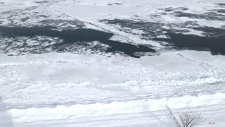 Blue ice on frozen Lake Huron