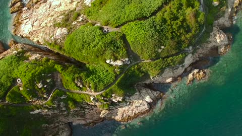 Cliff island aerial nature