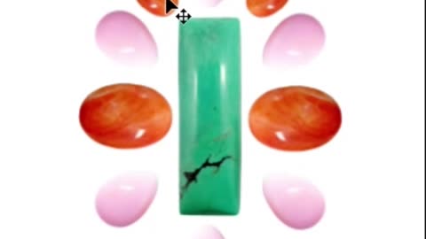 Natural turquoise rectangle cab and pink opal pear -shape cabochon with spiny oyster oval cab