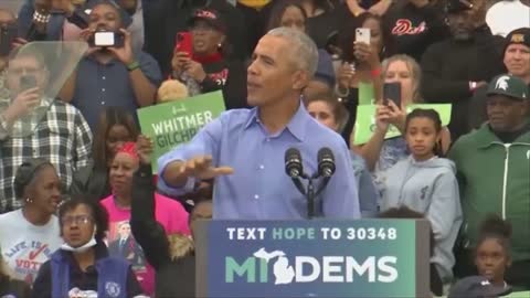Obama Heckled, Struggles To Get Crowd To Pay Attention To Him @ Whitmer Rally Detroit, MI