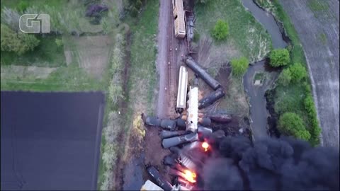 Images show fire on US derailed train