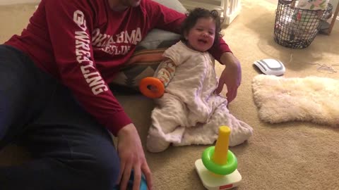 Baby girl sounds like a Pterodactyl while laughing