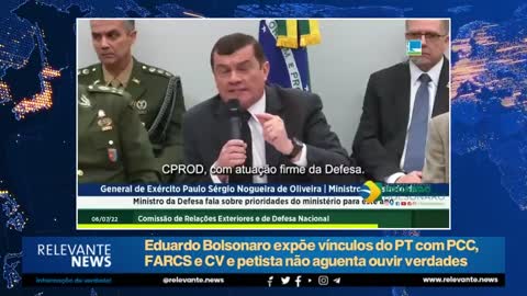 Eduardo Bolsonaro expõe vínculos do PT com PCC, FARCS e CV; Petista não aguenta ouvir verdades