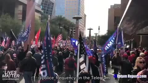 Phoenix, AZ..crowd gathers to watch Rudy during the election hearing