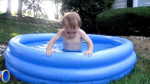 Funny Baby Playing With Water and animal - Baby Outdoor Video