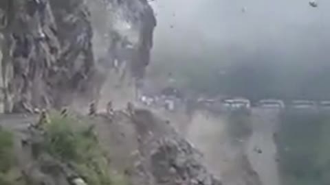 A completely normal phenomenon in rainy season from national highway Uttarakhand India