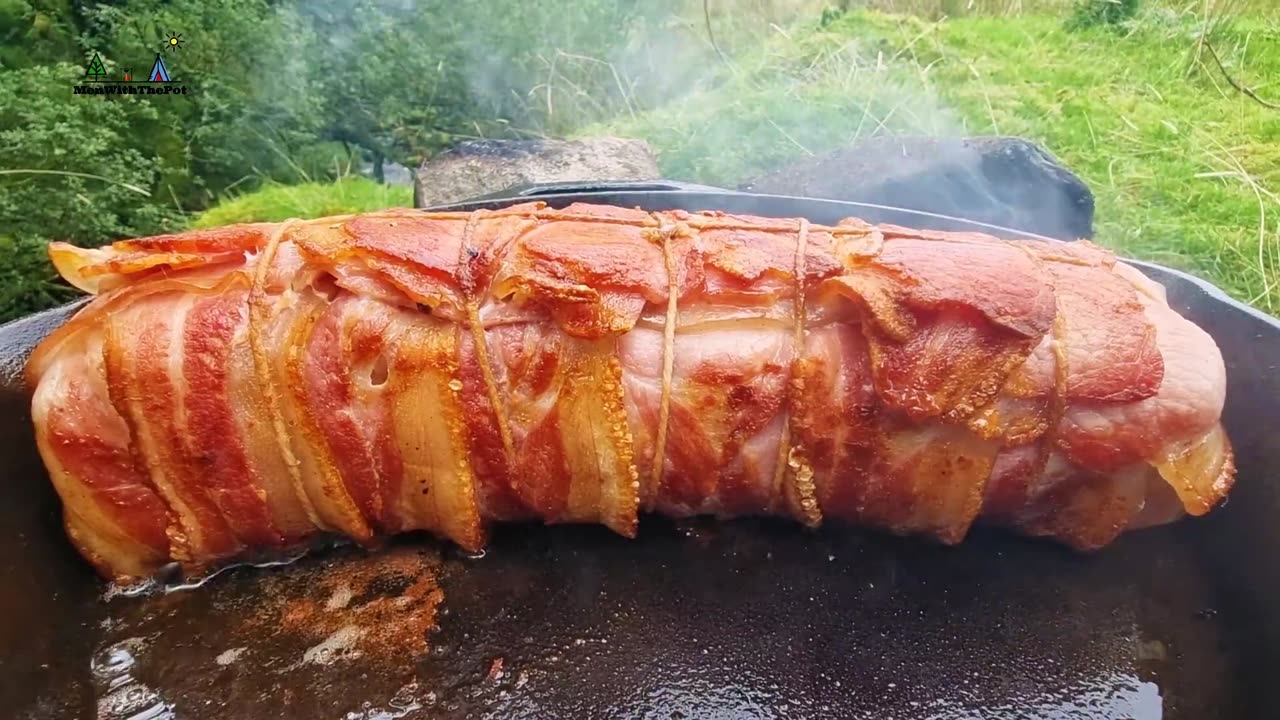 The Best Pork Loin!🥓 The taste in the forest in the rain is 5