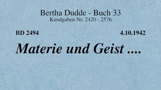 BD 2494 - MATERIE UND GEIST ....