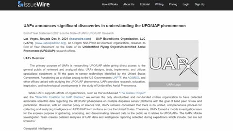 Zprávy o UFO - Prosinec 2021: dvě nové UAP kanceláře, zásadní změny na rok 2022 spojené s UFOs...