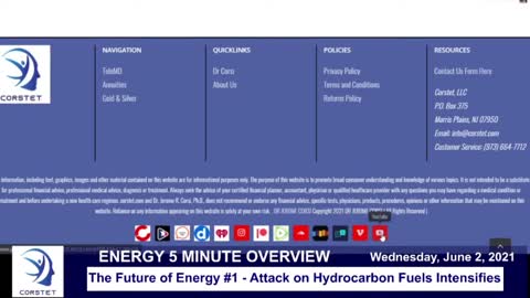 Corstet 5 Minute Overview: The Future Of Energy 1 - Attack On Hydrocarbon Fuels Intensifies
