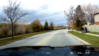Truck Cam - pedestrian nearly gets hit