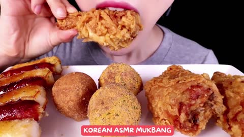 ASMR MUKBANG Fried Compilation | Deep fried chicken with spicy fire sauce, cheese ball, Sotteok