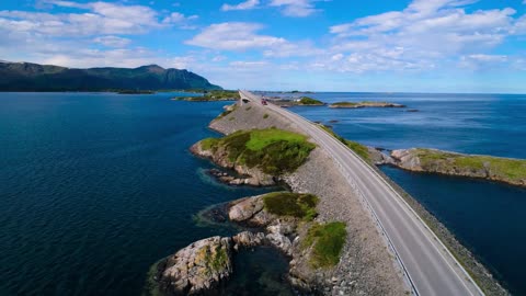 atlantic ocean road aerial footage norway